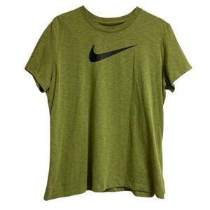 Women's NIKE Dri-Fit Swoosh Graphic Tee Soft Short-Sleeve T-Shirt Moss Green XL